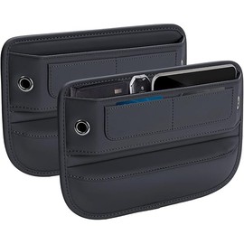Universal Fit Premium Leather Car Seat Gap Filler Organizer, Center Console Organizer with Card Slots for Car Suv Truck (Black, 2 Pack)