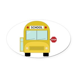 CafePress School Bus Euro Oval Car Bumper Magnet