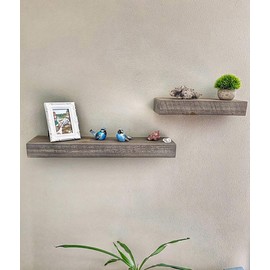 Joel's Antiques | 42 Inch Floating Shelves for Wall | Made of Natural Wood and Easy Install | Heavy Duty Rustic Book Shelves | Perfect for Bathroom, Kitchen, Living Room | Grey 42x7x3 Inches