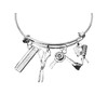 Hair Stylist Scissors Blow Dryer Comb Silver Expandable Charm Bracelet