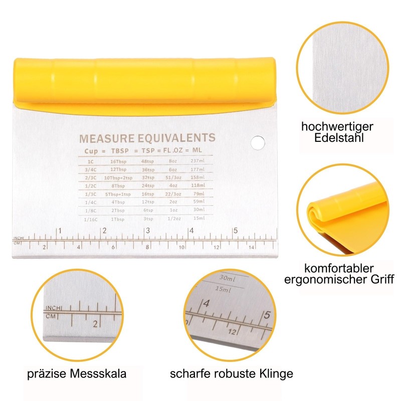 Optimal Dough Scraper in 2-Piece Practical Set, Dough Cutter Stainless