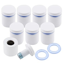 Auvotuis 8Pcs 3/4 x 1 Inch Stainless Steel Standoff Screws, Sign Holders Standoff Screws Wall Mount White Advertising Standoff Nail for Acrylic Picture Frame, Glass