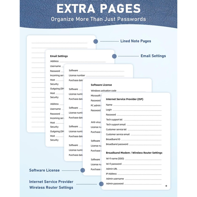 WEMATE Password Book with Alphabetical Tabs, Spiral Password Keeper Book
