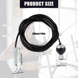 NQEUEPN 118in Fitness Pulley Cable, Home Gym Replacement Cables Pulley System Gym Heavy Duty Fitness Steel Wire Rope for Pulley Machine Accessories Home Gym (Fixed Style with Screw)