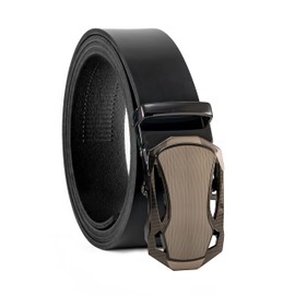 Fa.Volmer ® Men's Genuine Leather Belt with Ratchet Automatic Buckle Width 35 mm Waist Size 125 cm Can be Shortened Strap Colour Black Model Series ATG, 09-blk-verona