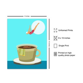 Kitchen Wall Art Coffee Bar Decor - Dining room Decor - Blue Mid-century modern Wall Decor - Small Kitchen Decor - Cafe Wall Art - Minimalist Decor - Retro Funny Kitchen Decor - Teal Kitchen Decor