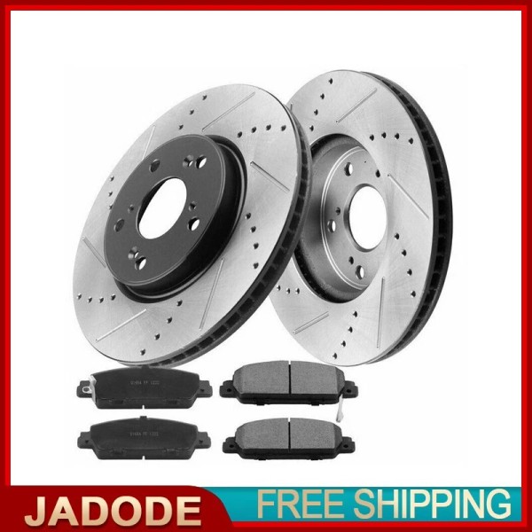 JADODE Front E-Coating Black Brake Rotors Ceramic Brake Pads For