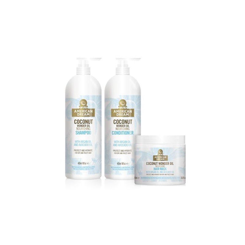 American Coconut Oil Shampoo & Conditioner Set, Coconut Oil, Aloe