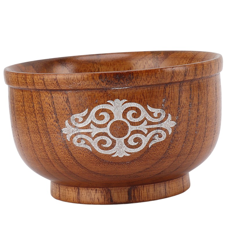 Wooden Rice Bowl Jujube Wood Anti Scald Exquisite Elegant Round