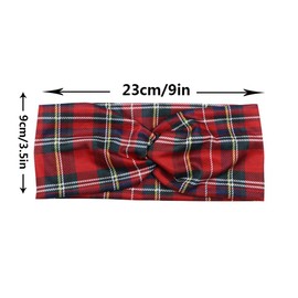 GSHLLO 2 Pcs Wide Sports Turban Headband Christmas Non Slip Headbands Boho Twisted Knotted Headwrap Fashion Stretchy Running Head Wraps Plaid Yoga Hair Band