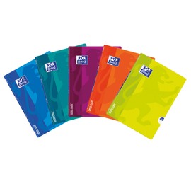 Oxford OPENFLEX Exercise Book A5 Notebook, 60 Squared Sheets with Page Margin, School Book, Optic Paper 90 g, Polypropylene Laminated Cover, Notebook Set for Office and School, Pack of 5, Assorted