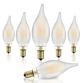 Hizashi LED Frosted Candelabra Light Bulbs, E12 LED Bulb 40W Equivalent, Dimmable, 2700K Warm White Chandelier Light Bulbs, 90+CRI, 450LM, Flame Tip CA10, UL Listed, 6 Pack