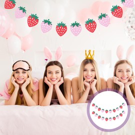 Totority 2 Sets Strawberry Party Decorations: Happy Birthday Banner Garland Birthday Party Decorations Set