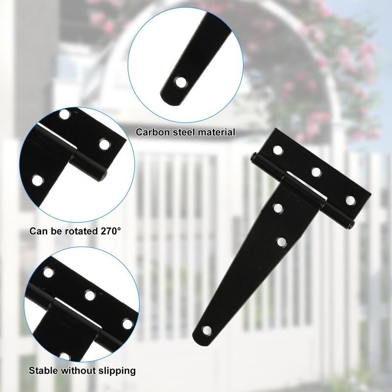 12-Pack Heavy Duty 4" T-Strap Gate Hinges for Outdoor Doors,
