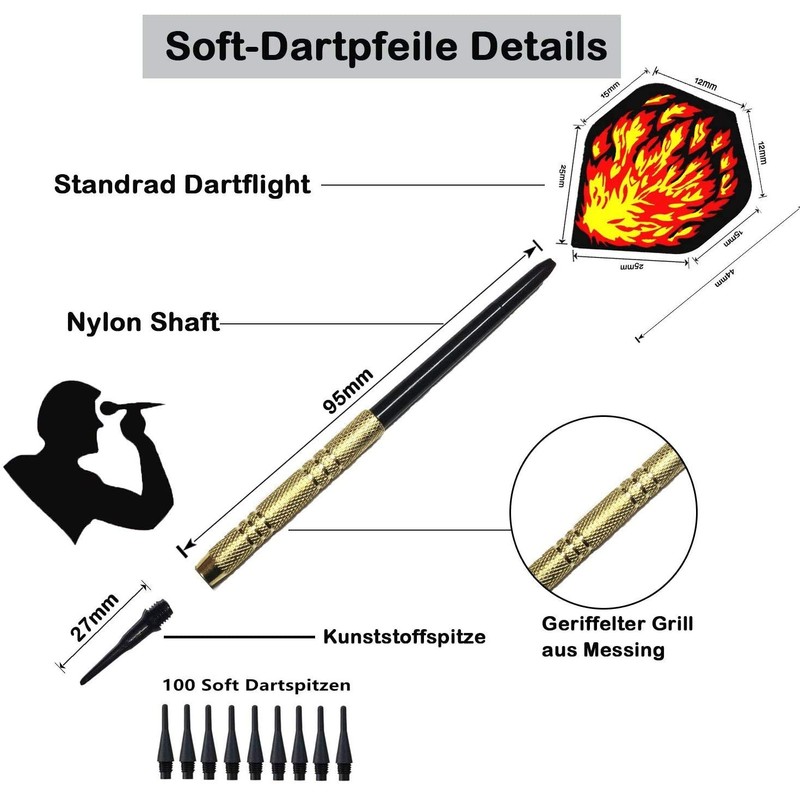 POFET 12pcs Soft Darts Set for Electronic Dartboard with 100