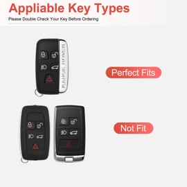 RUABIBAN for Land Rover Jaguar Key Fob Cover with Keychain, TPU Key Case Fit for Evoque Velar Sport Discovery Freelander2 LR4 Sport Jaguar XF XJ XE F-PACE F-TYPE