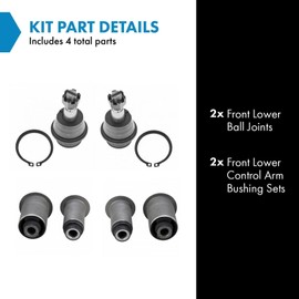 TRQ Front Suspension Kit Ball Joint Control Arm Bushing Set Compatible with 2002-2005 Dodge Ram 1500