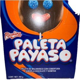 Ricolino Paleta Payaso 10 Pcs Box Chocolate & Marshmallow Top Fav Mexican Candy USA.