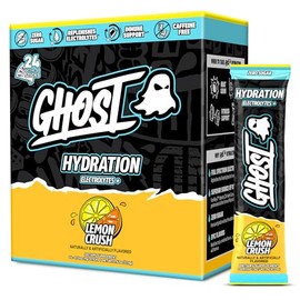 GHOST Hydration Sticks, Electrolyte Powder Packets, Lemon Crush - 24 Sugar Free Instant Electrolyte Drink Mix - Caffeine-Free Daily Hydration & Immune