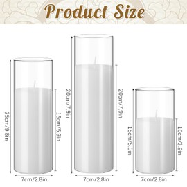Shihanee 36 Pcs Pillar Candles and Glass Cylinder Vases Tall Cylinder Holders for Pillar Candles Wedding Centerpieces, Total 18 Sets(2.8‘’ X 5.9'',7.9'',9.8'',Clear,Ivory White)