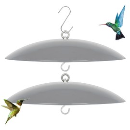 andergi 13" Bird Feeder Rain Guard, Hummingbird Feeder Shade Dome Cover, Hanging Squirrel Baffle for Bird Feeder Pole (Grey), 2 Pack