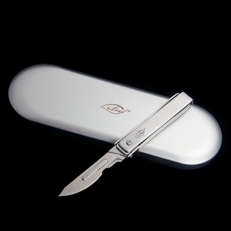 ILEAF Stainless Steel Pocket Folding Utility Knife with 10 Replaceable
