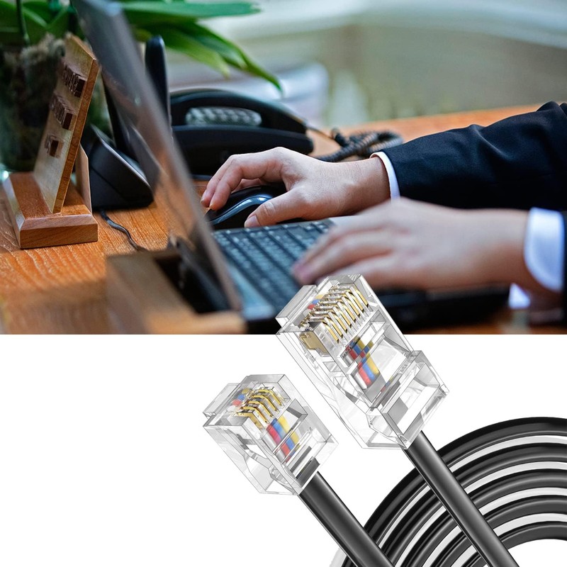 Vthahaby Telephone line(3 Pack) RJ45 to RJ11 Adapter Converter Cable