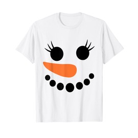 Winter Snowman Face Eyelashes Christmas Xmas For Girl Womens T-Shirt