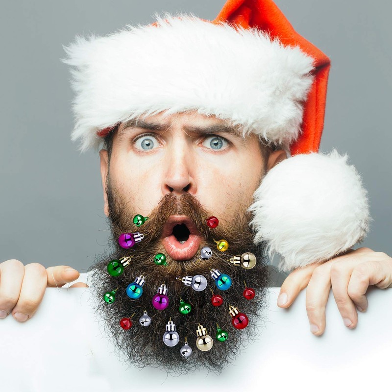 Faburo 16pcs Beard Christmas Baubles Clips and 4pcs Jingle Bells,