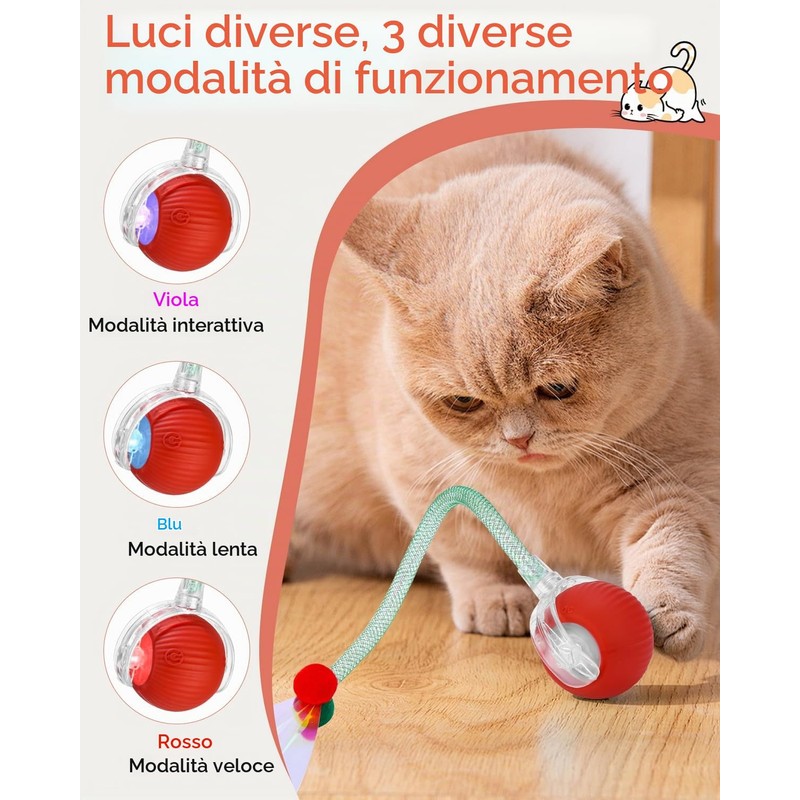 Gyxova Giocattolo interattivo per gatti, elettrico, palla automatica per gatti