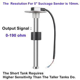Sucicago 5" Fuel Level Sender 0-190 ohms, Marine Fuel Sender Unit for Boat, Fuel Tank Sender Gas Water Fuel Gauge Sensor for Boat Car Truck Vehicle