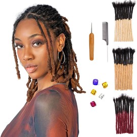 12 Inch Dreadlock Extensions 0.6cm Loc Extensions Human Hair 30 Strands Real Human Hair Dreadlock Extensions for Men/Women Can Be Dyed Bleached Curled Ombre Color #T1B/30