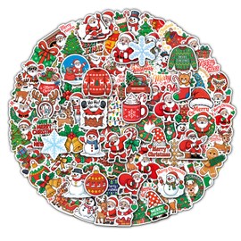 Aowplc 100 Pcs Christmas Stickers - Xmas Party Favors, Stocking Stuffers - Holiday Stickers for Kids Christmas Crafts & Party Decorations