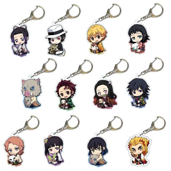 WKxinxuan Demon Slayer Key Chain, Pack of 12 Demon Slayer