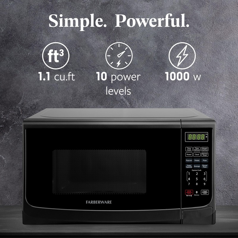 Farberware 1.1 Cu. Ft. Countertop Microwave Oven – 1000 Watts