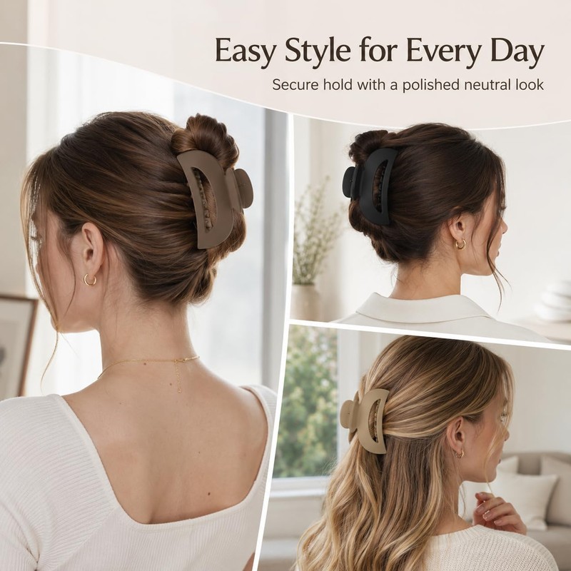 4 Pcs Flat Claw Clips for Women, Matte Hair Clips