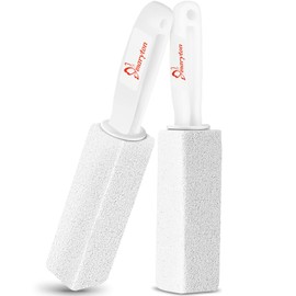 MARYTON Pumice Stone with Handle for Cleaning Toilet Bowl Ring and Hard Water Stains Pack of 2 (White)