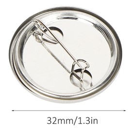 Blank Pin Button, 100pcs Souvenir Button Brooch Clasps Round Safety Badge Emblem Medal Parts Supplies for Handicraft Gifts Souvenirs DIY Metal Badges 32mm