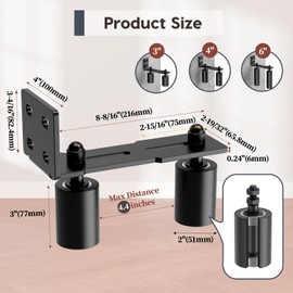 Anobeyi Heavy Duty Slide Gate Roller Guide with L Rear Post Steel Bracket, Sliding Rolling Gate Hardware Kit Support Assembly for Sliding/Rolling/Garage/Wood/Fence Door (Black-2pcs, 3in)