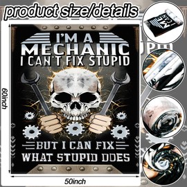 Mindsoft Mechanic Gifts for Men Cool Mechanic Throw Blanket Mechanical Engineering Gifts Throw Square Decor Funny Unique Birthday for Him Home Couch Bed Soft