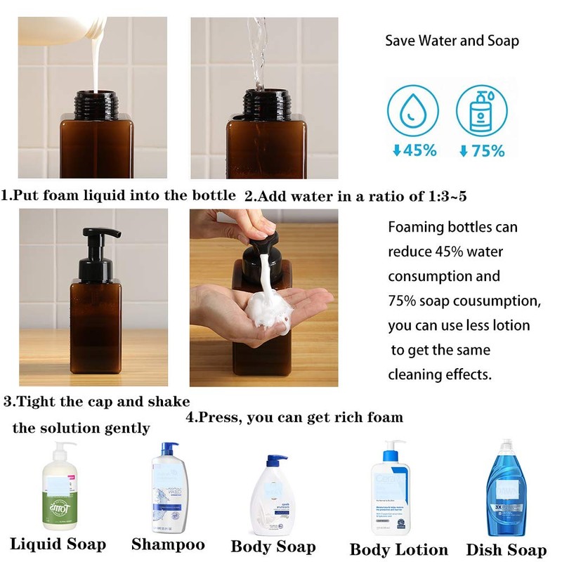 2 Pack Foaming Soap Dispenser 15oz Refillable Foam Liquid Hand