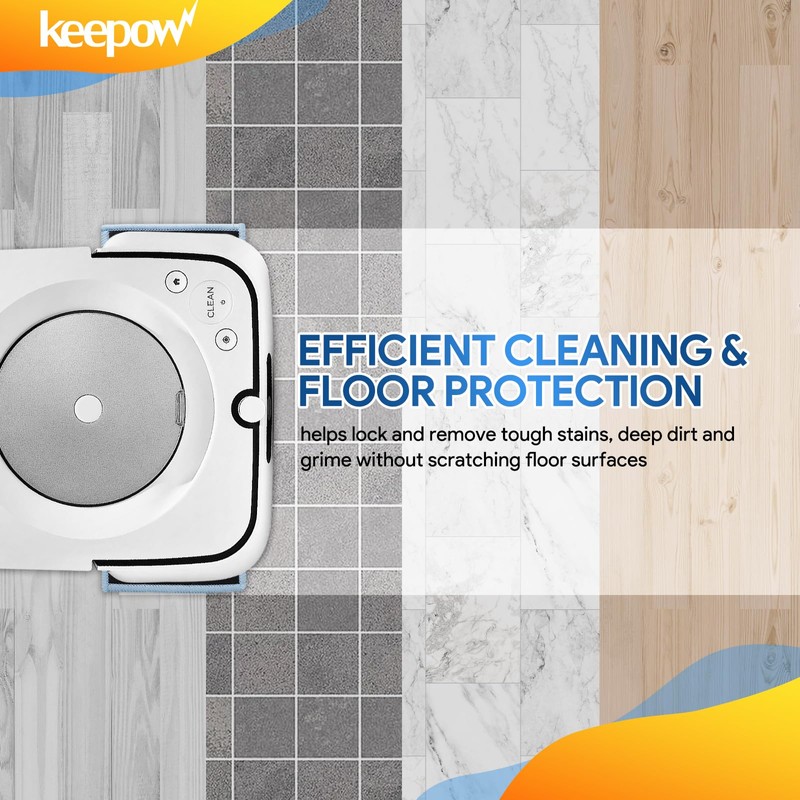 KEEPOW 4 Washable & Reusable Mop Pads for iRobot Braava