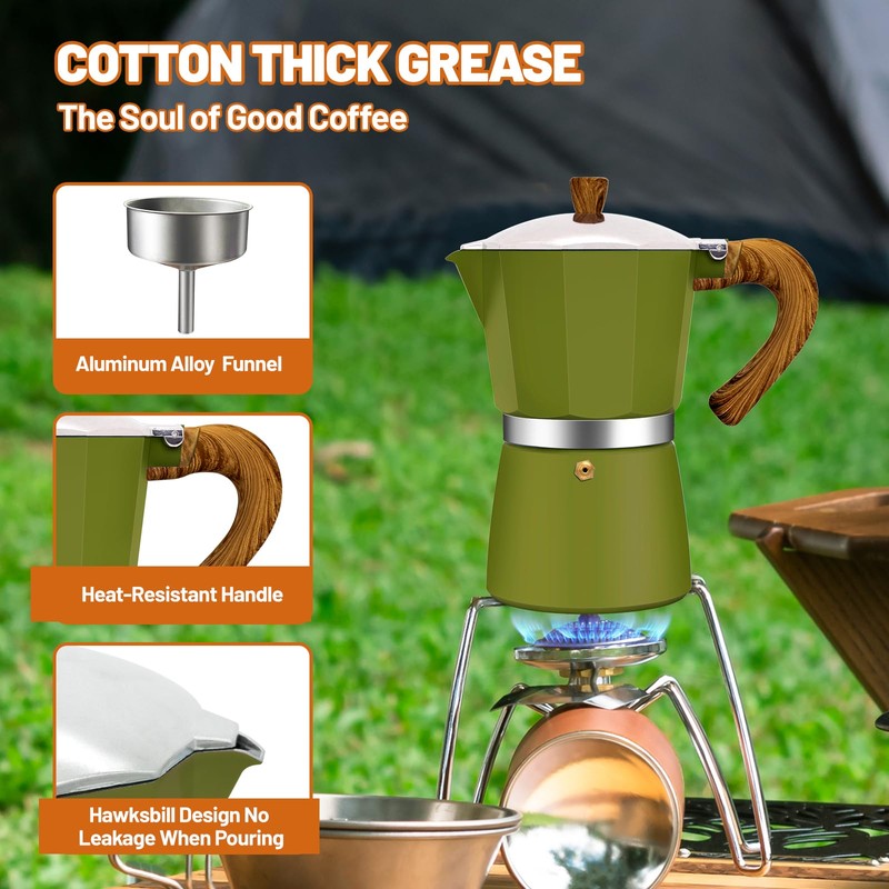 DITOSH 6 Cup Aluminum Espresso Stovetop Moka Pot Express Coffee