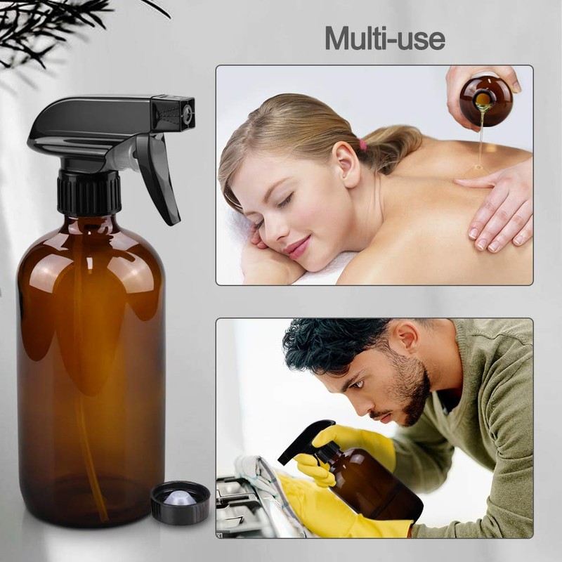 Worldgsb Glass Spray Bottles, 16oz Amber Glass Spray Bottles with