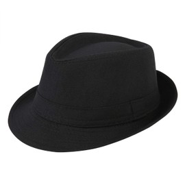 HDE Kid's Short Brim Trilby Fedora Hat (Black)