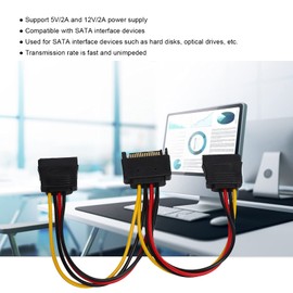 Unidad de Disco Duro SATA Cable Adaptador de Corriente 1 en 2 Computadora 1 en 2 Puerto Serie de Estado Sólido Cable de Extensión de Alimentación de Unidad óptica, para Transmisión de Datos
