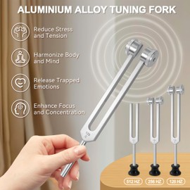Yesaler Stimmgabel-Set 128Hz 256Hz 512Hz Aluminiumlegierung Stimmgabel Angebot Genaue Frequenzgang mit einem für Klangtherapie Anti-Stress Yoga Meditation (Silber)