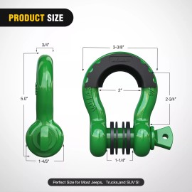 Nilight 2 Pack 3/4" D-Ring Shackle with 7/8" Screw 887lbs Break Strength