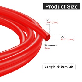 Imaictuu Beer CO2 Gas Line CO2 Tubing - 20 Ft Beer CO2 Dispensing Brewing Line with 6 PCS Hose Clamps Red PVC Tubing for Ball Lock，Gas Manifold，Keg Regulator