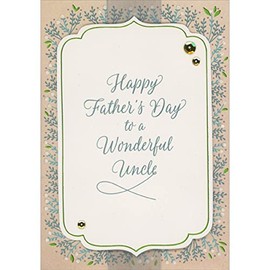 Designer Greetings To a Wonderful Uncle 3D Beige Banner, Gold Foil, Sequins and Ribbon on Light Brown Hand Decorated Father's Day Card